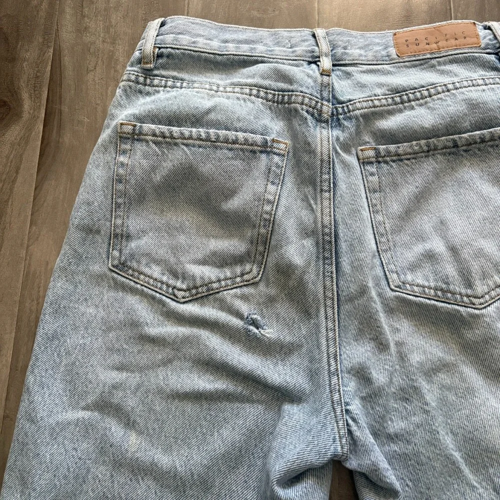 PacSun High Rise Straight‎ Leg Jeans Women's Size 27 Light Wash Denim Blue Flaw - Picture 5 of 16